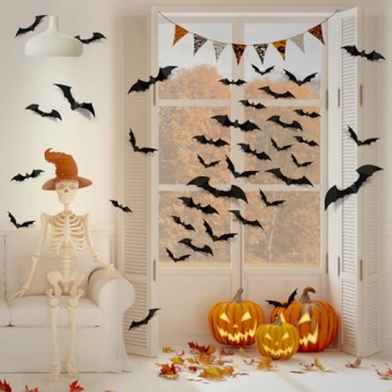 LUDILO Bats Halloween Decorations - 100pcs 3D Wall Bats