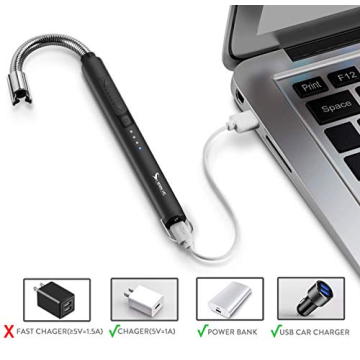 SUPRUS Electric Lighter USB Type C Rechargeable Flexible Neck Black