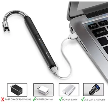 SUPRUS Electric Lighter USB Type C Rechargeable Flexible Neck Black