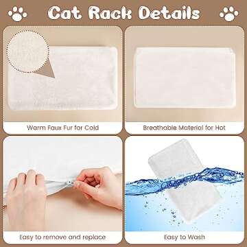 Cat Window Perch - Foldable Cordless Cat Hammock for Window, Cat Hammock with Steel Frame and Strong Suction Cup, Soft Touch Comfortable Skin-Friendly Large Foldable Cat Window Seat