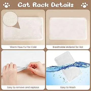 Cat Window Perch - Foldable Cordless Cat Hammock for Window, Cat Hammock with Steel Frame and Strong Suction Cup, Soft Touch Comfortable Skin-Friendly Large Foldable Cat Window Seat