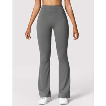 YEOREO Scrunch Flare Leggings Daze V Back Butt Lifting Wide Leg High Waist 31.5" Gym Workout Yoga Pa...