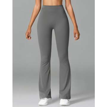 YEOREO Scrunch Flare Leggings Daze V Back Butt Lifting Wide Leg High Waist 31.5" Gym Workout Yoga Pants Grey M