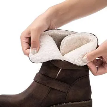 Stylish GLOBALWIN Women's Fur Lined Combat Boots for Winter
