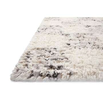 Loloi Angela Rose Amira Collection, Ivory & Granite, 9'-2" x 12'-6" Area Rug – Extra Plush Moroccan Rugs for Living Room Bedroom Entryway & Hallway No Shed High Traffic Area Home Decor Rug