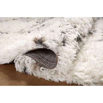 Loloi Angela Rose Amira Collection, Ivory & Granite, 9'-2" x 12'-6" Area Rug – Extra Plush Moroccan Rugs for Living Room Bedroom Entryway & Hallway No Shed High Traffic Area Home Decor Rug