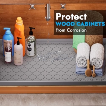 Winisok Waterproof Under Sink Mat -34” x 22” Cabinet Liner for Kitchen