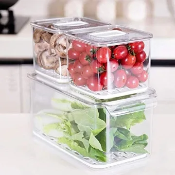 Slideep Fridge Produce Saver Food Storage Bins, 6 Pack