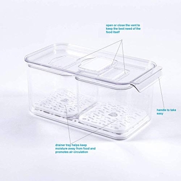 Slideep Fridge Produce Saver Food Storage Bins, 6 Pack