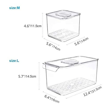 Slideep Fridge Produce Saver Food Storage Bins, 6 Pack