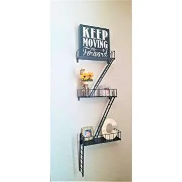 Modern City Style Fire Escape Decorative Shelf. Bring The City Vibe Into Your Home With This Easy to Install Wall Hanging Shelf. This Eye-Catching Shelf Is A Great Addition To Any Room in Your Home.