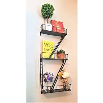 Modern City Style Fire Escape Decorative Shelf. Bring The City Vibe Into Your Home With This Easy to Install Wall Hanging Shelf. This Eye-Catching Shelf Is A Great Addition To Any Room in Your Home.