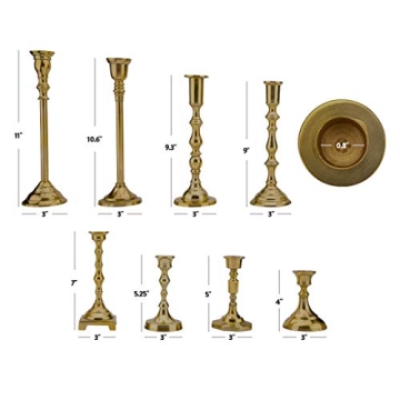 Koyal Vintage Gold Taper Holders Set of 10 for Events