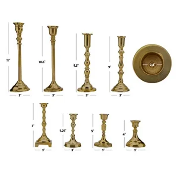 Koyal Vintage Gold Taper Holders Set of 10 for Events