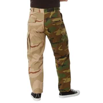 Rothco Two-Tone Camo Tactical BDU Pants - Rugged Outdoor Hiking Camping Cargos (US, Alpha, Large, Re...