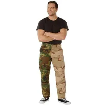 Rothco Two-Tone Camo Tactical BDU Pants - Rugged Outdoor Hiking Camping Cargos (US, Alpha, Large, Regular, Regular, Woodland/Tri-Color Camo)
