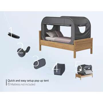Skywin Bed Tent Twin - Pop Up Privacy Tent for Twin Bed, Collapsible, Breathable, Light Reducing Pon...