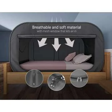 Skywin Bed Tent Twin - Pop Up Privacy Tent for Twin Bed, Collapsible, Breathable, Light Reducing Pongee Bed Canopy for Warm and Cozy Night, Black For 1 Person