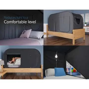 Skywin Bed Tent Twin - Pop Up Privacy Tent for Twin Bed, Collapsible, Breathable, Light Reducing Pongee Bed Canopy for Warm and Cozy Night, Black For 1 Person