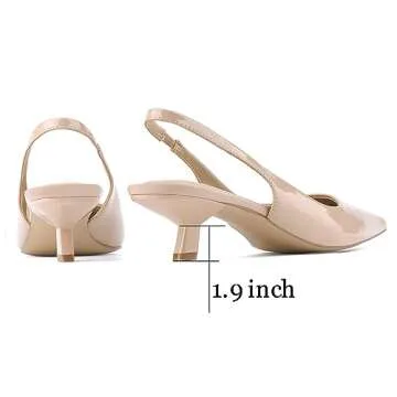 JENN ARDOR Nude Kitten Heels Low Heeled Dressy Kitty Slingback Pumps for Women Going Out Short Sanda...