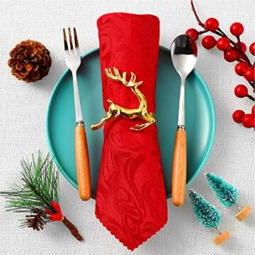 WILLBOND 12 Pieces Deer Napkin Rings Christmas Antler Napkin Ring Holders Reindeer Napkin Buckle for...