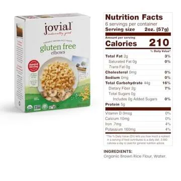Jovial Whole Grain Brown Rice Elbows Pasta - Pasta Elbows, Elbows Pasta, Whole Grain Pasta, Organic ...