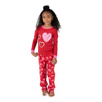 Leveret Kids Boys Girls Cotton Top & Fleece Pants Pajamas Heart 8 Years