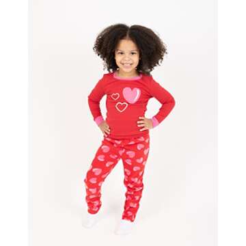 Leveret Kids Boys Girls Cotton Top & Fleece Pants Pajamas Heart 8 Years