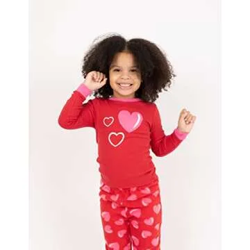 Leveret Kids Boys Girls Cotton Top & Fleece Pants Pajamas Heart 8 Years