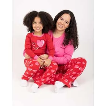 Leveret Kids Boys Girls Cotton Top & Fleece Pants Pajamas Heart 8 Years