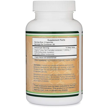 Turkey Tail Mushroom Supplement 120 Capsules for Immune Health