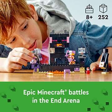LEGO Minecraft The End Arena 21242, Player-vs-Player Battle Playset with Lava, Ender Dragon and Ende...