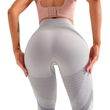 Redqenting High Waisted Leggings for Women Workout Seamless Leggings Yoga Pants Sweat Proof Tummy Control Tights Grey