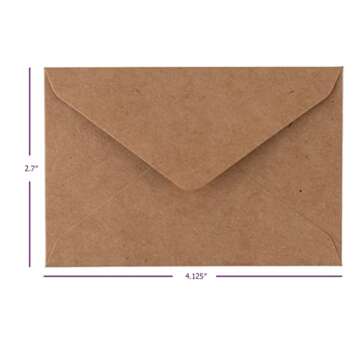 Kraft Mini Envelopes Brown Kraft Envelopes for Gift Cards and Business Cards (4"x2.75" 60 Pack)…
