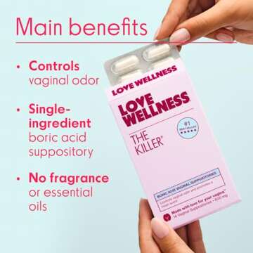 Love Wellness The Killer | Boric Acid Suppositories for Women | Vaginal Suppository for Healthy pH Balance & Vaginal Odor Control to Promote Fresh Scent | Vaginal Health Support | 14 Count