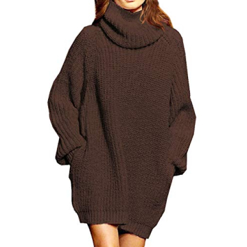 Pink Queen Women's Oversized Turtleneck Sweater Dress