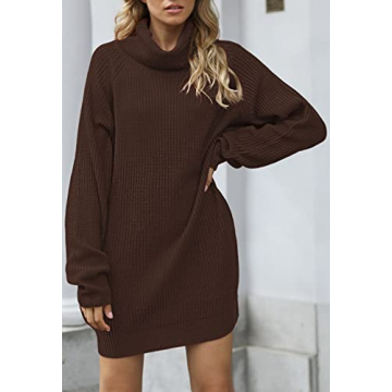 Pink Queen Women's Oversized Turtleneck Sweater Dress