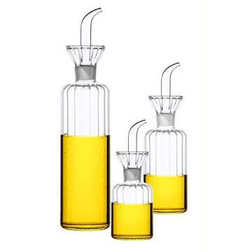 HAIZEEN 8oz/240ml Olive Oil and Vinegar glass Dispenser Glass Cruet, with DRIPLESS POUR SPOUT for Kitchen and BBQ Olive Oil Dispenser Bottle Oil Dispenser Oil Bottle