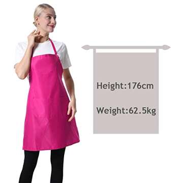 Hot Pink 12 Pcs Bib Aprons for Cooking and Crafts