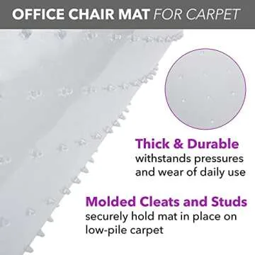 OFM Office Chair Mat for Carpet – Computer Desk Chair Mat for Carpeted Floors – Easy Glide Rolling Plastic Floor Mat for Office Chair on Carpet for Work, Home, Gaming with Extended Lip (36” x 48”)