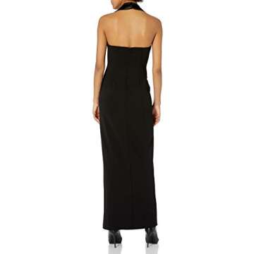 Adrianna Papell Women's Sleeveless Halter Tuxedo Dress with Button Detail, Black, 14