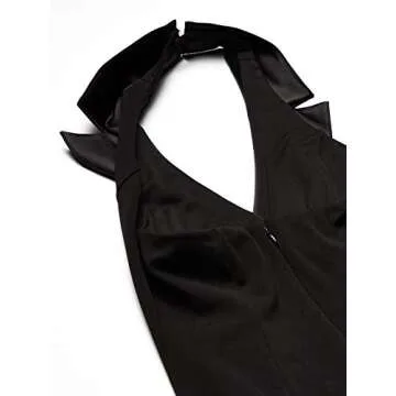 Adrianna Papell Women's Sleeveless Halter Tuxedo Dress with Button Detail, Black, 14