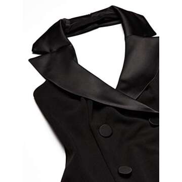 Adrianna Papell Women's Sleeveless Halter Tuxedo Dress with Button Detail, Black, 14