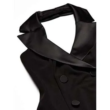 Adrianna Papell Women's Sleeveless Halter Tuxedo Dress with Button Detail, Black, 14