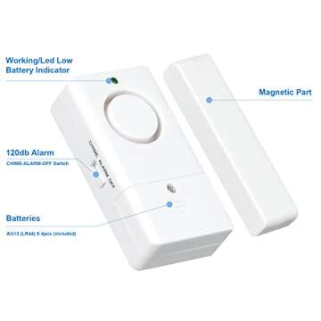 Door Alarm Sensor, Alarm for Doors When Opening, 120DB Window Door Alarm, Door Alarms for Kids Safet...