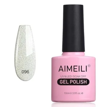 AIMEILI Soak Off UV LED Sparkle Gel Nail Polish - Dancing Little Snow (096) 10ml