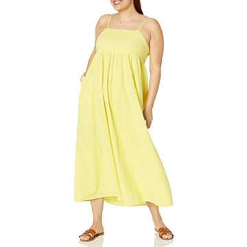 The Drop Women's Shyla Cotton Eyelet Maxi Dress, Lemon, M