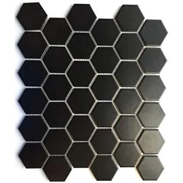 Premium Black 2 Inch Hexagon Mosaic Ceramic Tiles for Elegant Spaces