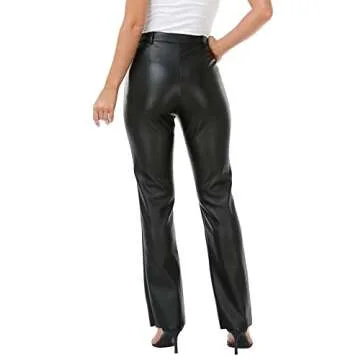 HDE Women's Faux Leather Pants High Waisted - XL