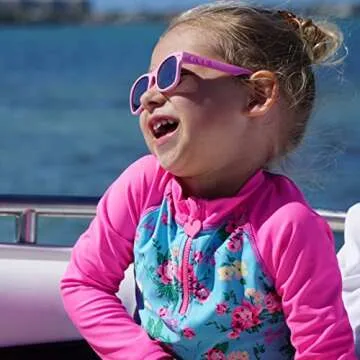 ROSHAMBO Unbreakable Toddler Sunglasses with Strap BPA-free – Girls Boys 2-4 years – Polarized Lens, Popple (Light Pink)